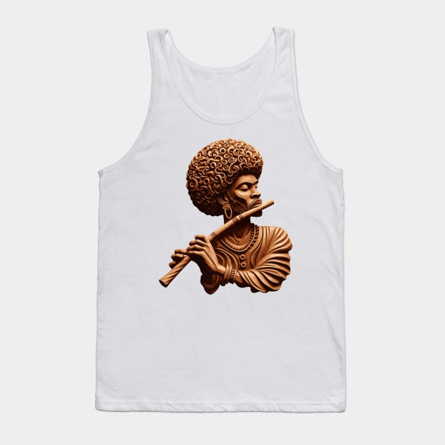 Afrocentric Man Wooden Carving Tank Top by Graceful Designs